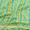 Sanskriti Vintage Sarees Green Pure Georgette Silk Printed Sari 5yd Craft Sustainable Fabric