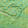 Sanskriti Vintage Sarees Green Pure Georgette Silk Printed Sari 5yd Craft Sustainable Fabric