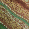Сари Sanskriti Vintage, зеленое сари из чистого шелка-жоржета с принтом, 5 ярдов, ткань для рукоделия из экологически чистой ткани