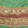 Сари Sanskriti Vintage, зеленое сари из чистого шелка-жоржета с принтом, 5 ярдов, ткань для рукоделия из экологически чистой ткани