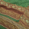 Сари Sanskriti Vintage, зеленое сари из чистого шелка-жоржета с принтом, 5 ярдов, ткань для рукоделия из экологически чистой ткани