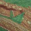 Сари Sanskriti Vintage, зеленое сари из чистого шелка-жоржета с принтом, 5 ярдов, ткань для рукоделия из экологически чистой ткани