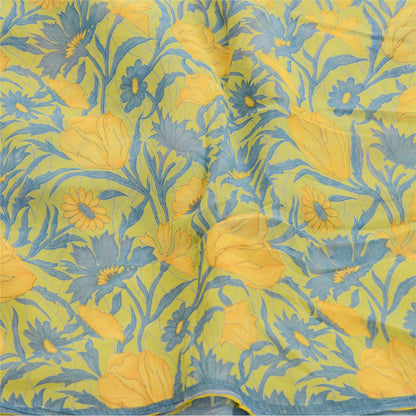 Sanskriti Vintage Sarees Indian Green Blend Georgette Printed Sari Craft Sustainable Fabric