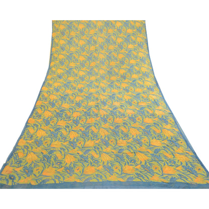 Sanskriti Vintage Sarees Indian Green Blend Georgette Printed Sari Craft Sustainable Fabric