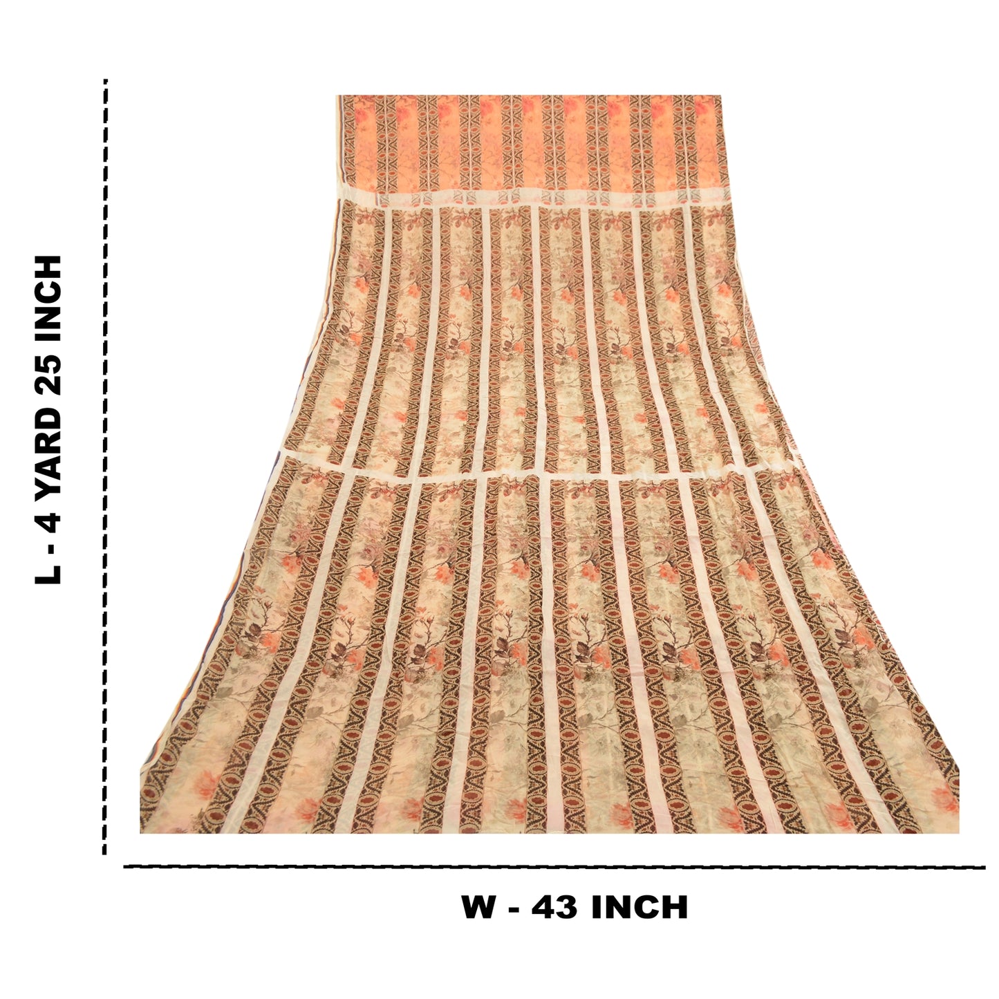 Sanskriti Vintage Sarees Indian Peach Blend Georgette Printed Sari Craft Sustainable Fabric