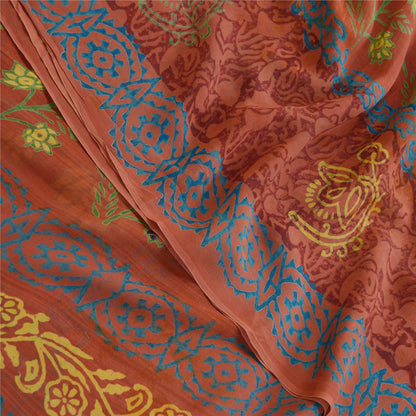 Sanskriti Vintage Sarees Dusty Pink Pure Georgette Silk Print Sari Craft Sustainable Fabric