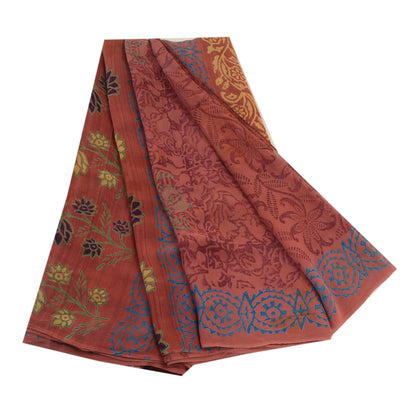 Sanskriti Vintage Sarees Dusty Pink Pure Georgette Silk Print Sari Craft Sustainable Fabric