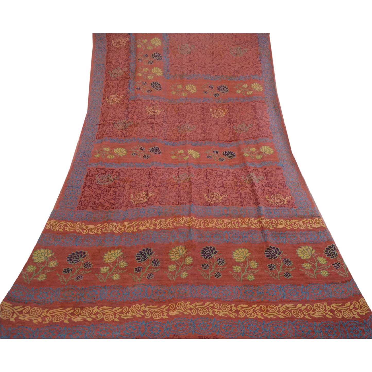 Sanskriti Vintage Sarees Dusty Pink Pure Georgette Silk Print Sari Craft Sustainable Fabric