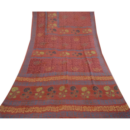 Sanskriti Vintage Sarees Dusty Pink Pure Georgette Silk Print Sari Craft Sustainable Fabric