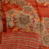 Sanskriti Vintage Sarees Indian Red Pure Georgette Silk Print Sari Craft Sustainable Fabric