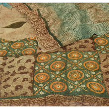 Load image into Gallery viewer, Sanskriti Vintage Blend Georgette Saree Green Printed Sari Craft Decor Fabric
