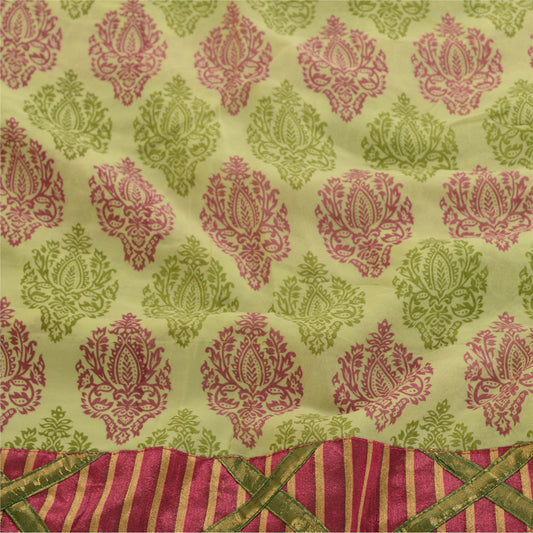 Sanskriti Vintage Sarier Fra Indien Grøn Blend Georgette Trykt Sari Bæredygtigt Stoff