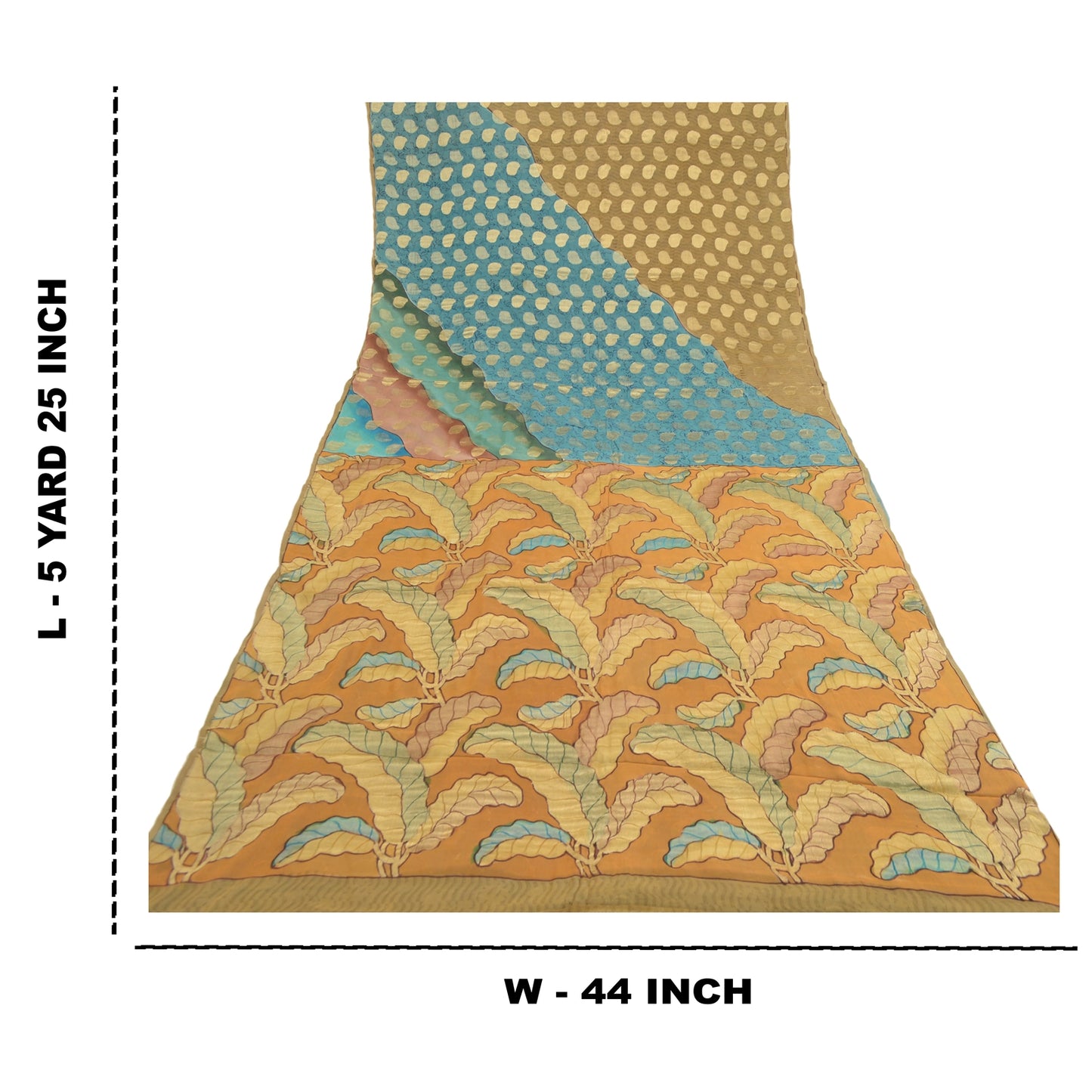 Сари Sanskriti Vintage, синее чистое шелковое сари с принтом, мягкая устойчивая ткань