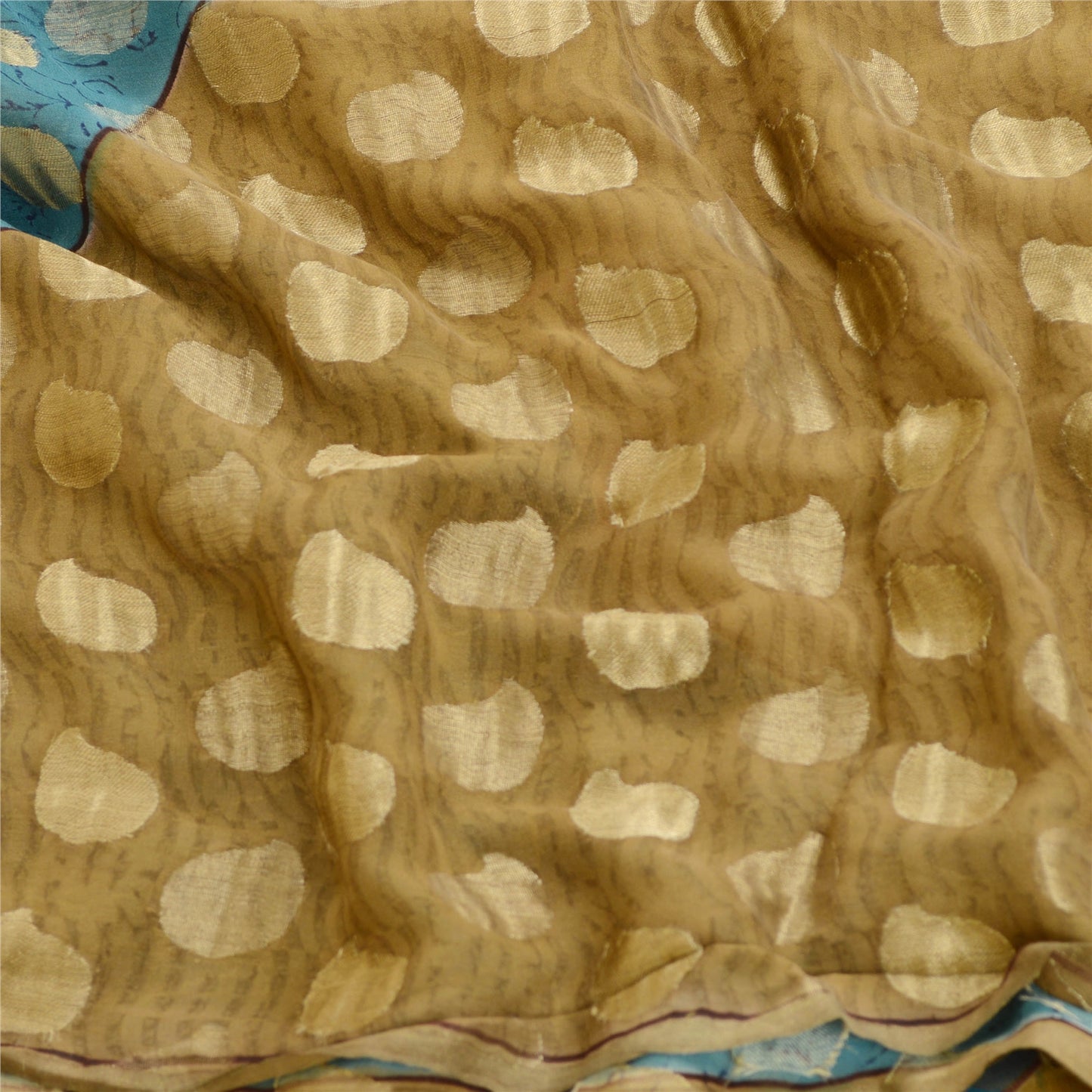 Сари Sanskriti Vintage, синее чистое шелковое сари с принтом, мягкая устойчивая ткань