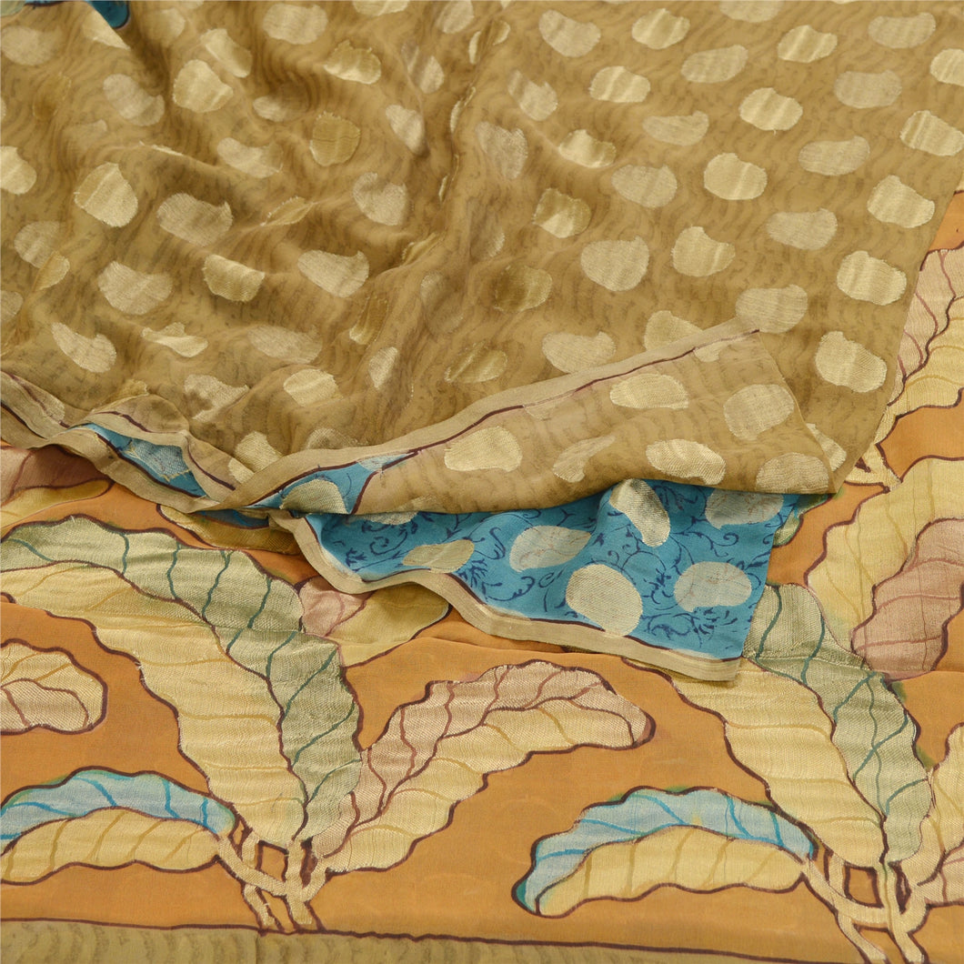 Sanskriti Vintage Sarees Blue Pure Georgette Silk Woven Printed Sari Soft Fabric