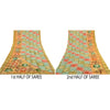 Sanskriti Vintage Sarees Multi Pure Georgette Silk Printed Sari 5yd Craft Sustainable Fabric