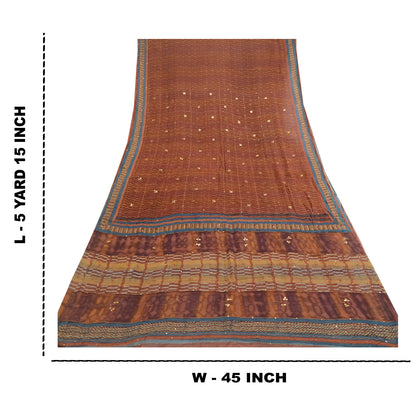 Sanskriti Vintage Sarees Multi Hand Beaded Pure Georgette Silk Sari Craft Sustainable Fabric