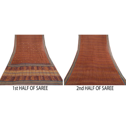 Sanskriti Vintage Sarees Multi Hand Beaded Pure Georgette Silk Sari Craft Sustainable Fabric