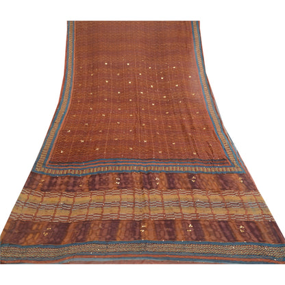 Sanskriti Vintage Sarees Multi Hand Beaded Pure Georgette Silk Sari Craft Sustainable Fabric