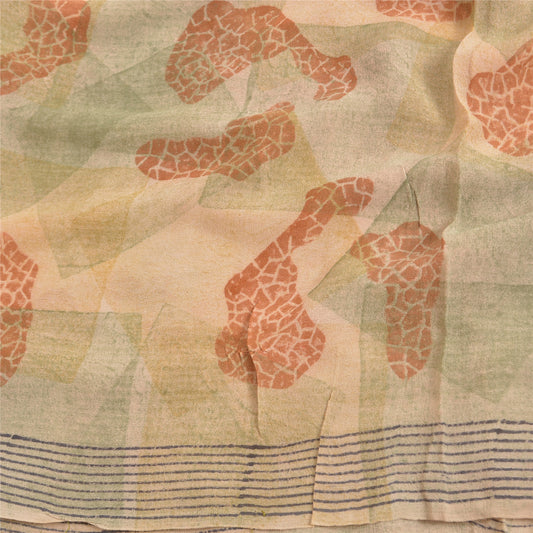 Sanskriti Vintage Sarees Multi Pure Georgette Silk Printed Sari 5yd Craft Sustainable Fabric