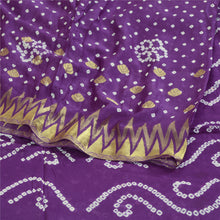 Load image into Gallery viewer, Sanskriti Vintage Sarees Purple Bandhani Printed Blend Georgette Sari 5yd Fabric
