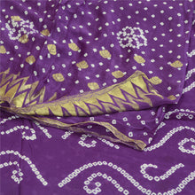 Load image into Gallery viewer, Sanskriti Vintage Sarees Purple Bandhani Printed Blend Georgette Sari 5yd Fabric
