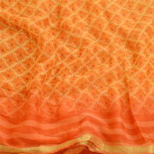 Load image into Gallery viewer, Sanskriti Vintage Sarees Yellow Blend Chiffon Printed Sari Zari Border Fabric
