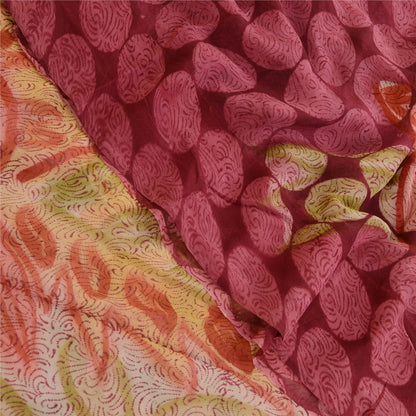 Sanskriti Vintage Sarees Purple Pure Georgette Silk Printed Sari Craft Sustainable Fabric