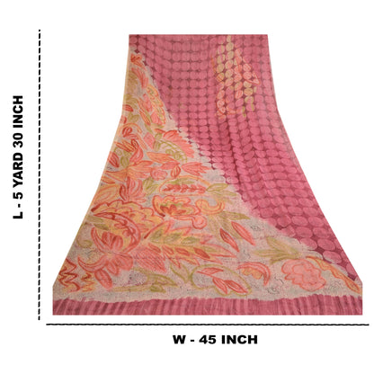 Sanskriti Vintage Sarees Purple Pure Georgette Silk Printed Sari Craft Sustainable Fabric