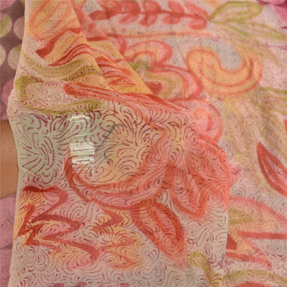 Sanskriti Vintage Sarees Purple Pure Georgette Silk Printed Sari Craft Sustainable Fabric