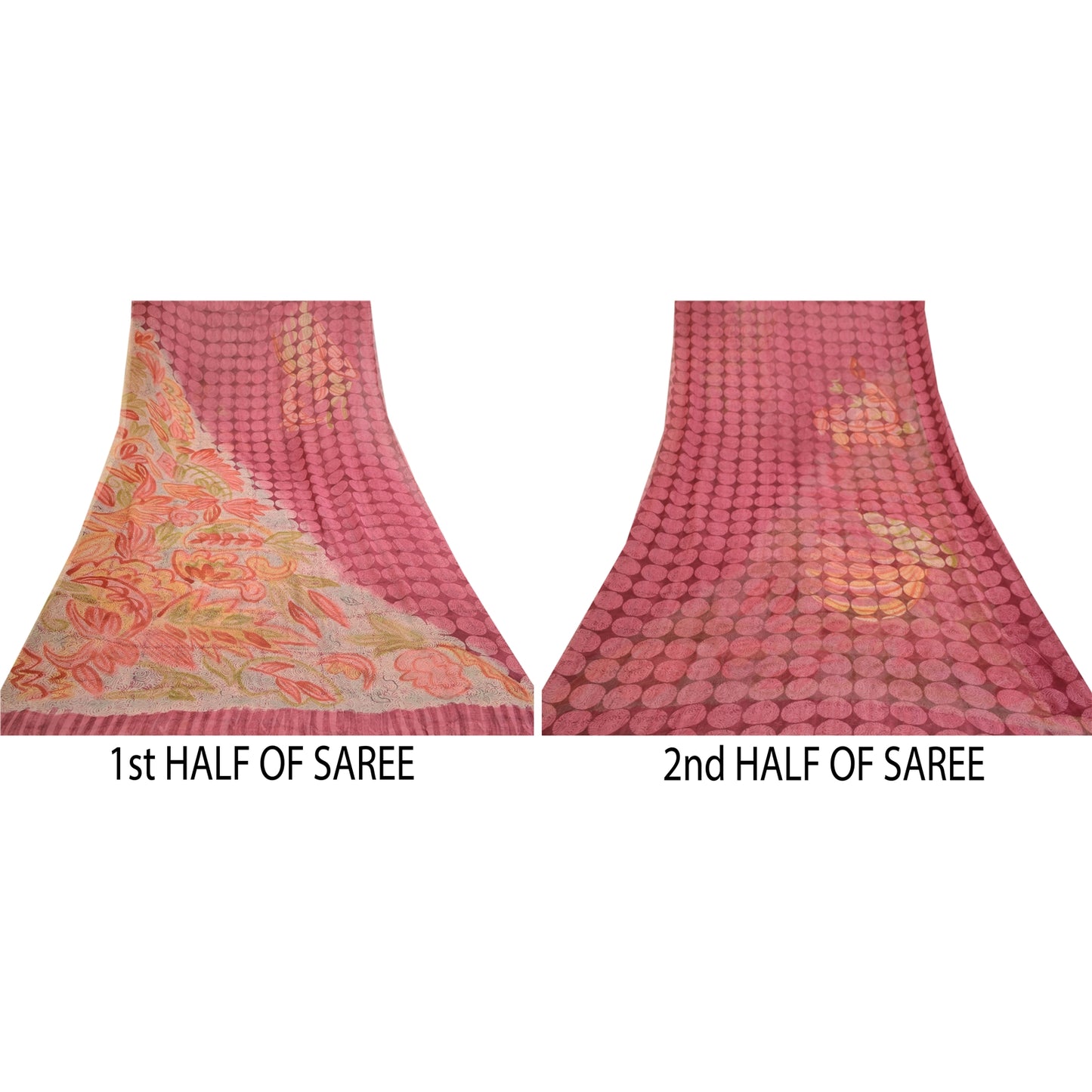 Sanskriti Vintage Sarees Purple Pure Georgette Silk Printed Sari Craft Sustainable Fabric