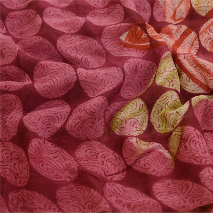 Sanskriti Vintage Sarees Purple Pure Georgette Silk Printed Sari Craft Sustainable Fabric