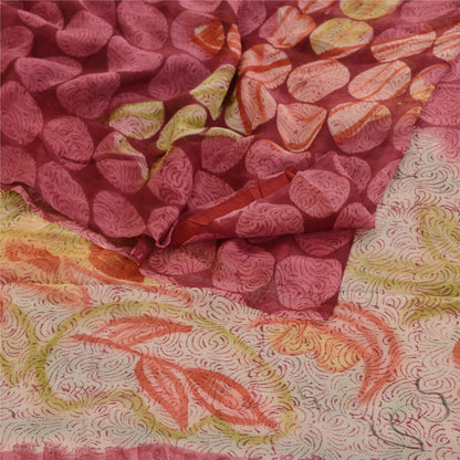 Sanskriti Vintage Sarees Purple Pure Georgette Silk Printed Sari Craft Sustainable Fabric