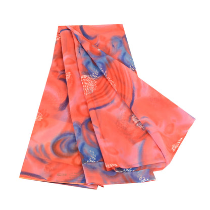 Sanskriti Vintage Pink Indian Sarees Georgette Printed Sari Craft 5 Yard Sustainable Fabric