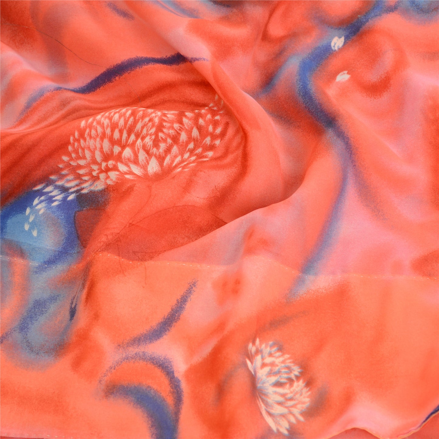 Sanskriti Vintage Pink Indian Sarees Georgette Printed Sari Craft 5 Yard Sustainable Fabric