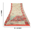 Sanskriti Vintage Sarees Ivory Block Print Woven Pure Georgette Silk Sari Sustainable Fabric