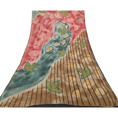 Sanskriti Vintage Saree Multi Printed Pure Georgette Silk Sari Soft Craft Sustainable Fabric