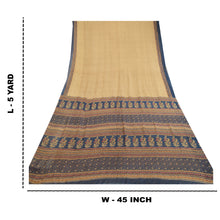 Load image into Gallery viewer, Sanskriti Vintage Saree Cream Pure Chiffon Silk Printed Sari Floral Craft Fabric

