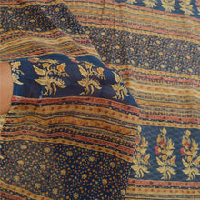 Load image into Gallery viewer, Sanskriti Vintage Saree Cream Pure Chiffon Silk Printed Sari Floral Craft Fabric
