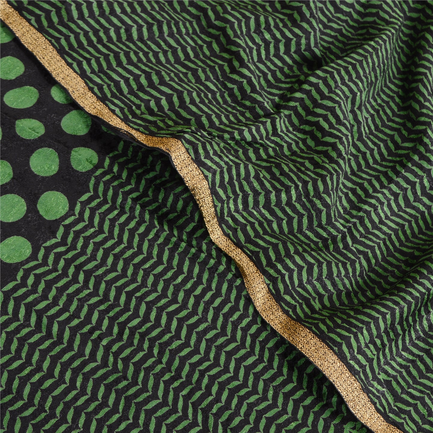 Sanskriti Vintage Saree Indian Black Blend Georgette Printed Sari Craft Sustainable Fabric