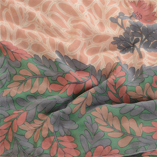 Sanskriti Vintage Saree Pink Pure Georgette Silk Printed Sari Soft Craft Sustainable Fabric