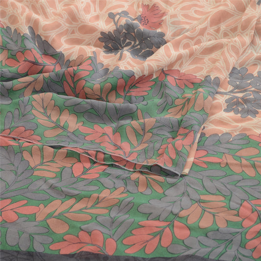 Sanskriti Vintage Saree Pink Pure Georgette Silk Printed Sari Soft Craft Sustainable Fabric