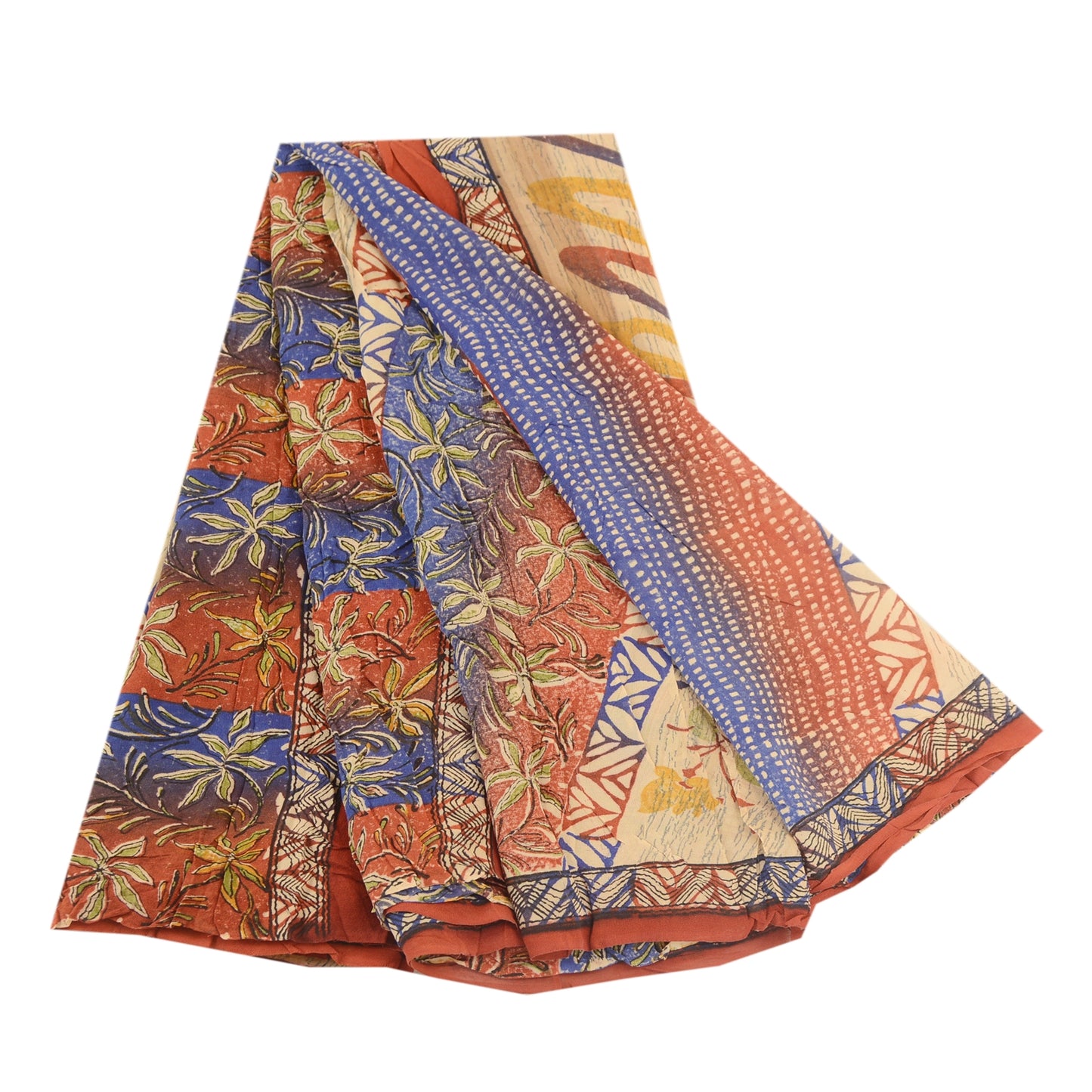 Sanskriti Vintage Saree Red Pure Georgette Silk Printed Sari 5yd Craft Sustainable Fabric