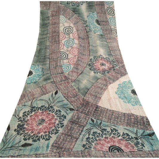 Sanskriti Vintage Saree Multi Blend Georgette Printed Sari Floral Craft Sustainable Fabric