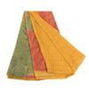 Sanskriti Vintage Saree Saffron Printed Pure Georgette Silk Sari Craft Sustainable Fabric