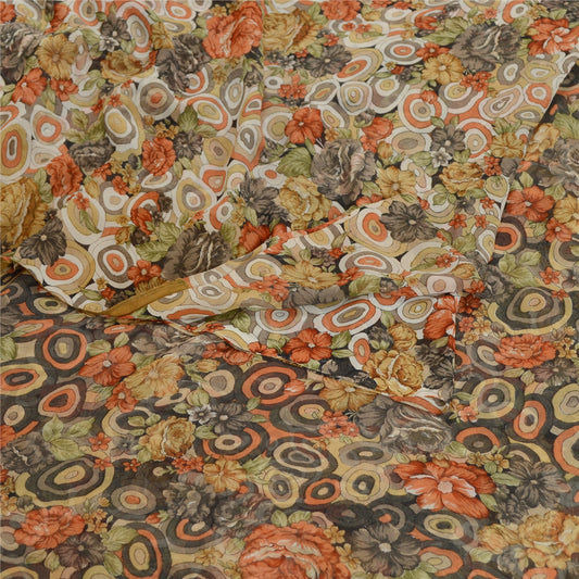 Sanskriti Vintage Saree From India Multi Georgette Printed Sari 5yd Craft Sustainable Fabric