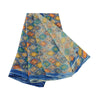 Sanskriti Vintage Saree Blue Blend Georgette Printed Sari Floral Craft Sustainable Fabric