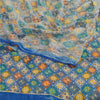 Sanskriti Vintage Saree Blue Blend Georgette Printed Sari Floral Craft Sustainable Fabric
