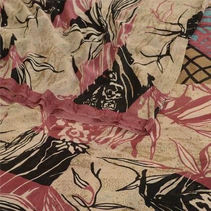 Сари из натурального шелка Sanskriti Vintage, многослойное сари из чистого жоржета, 5 ярдов, ткань для рукоделия, устойчивая к истиранию