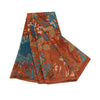 Sanskriti Vintage Sarees Orange Pure Georgette Silk Printed Sari Craft Sustainable Fabric